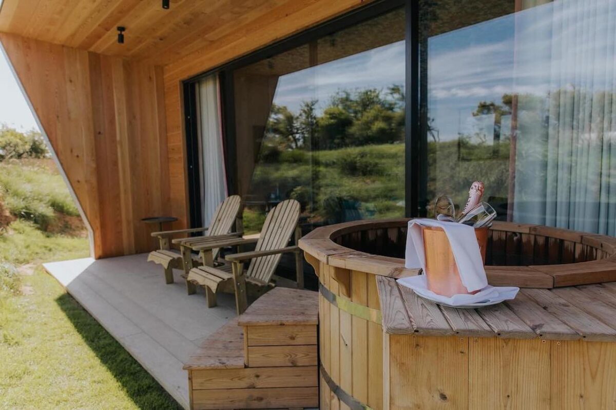 Private hot tubs at Newton Hall's Garden Rooms