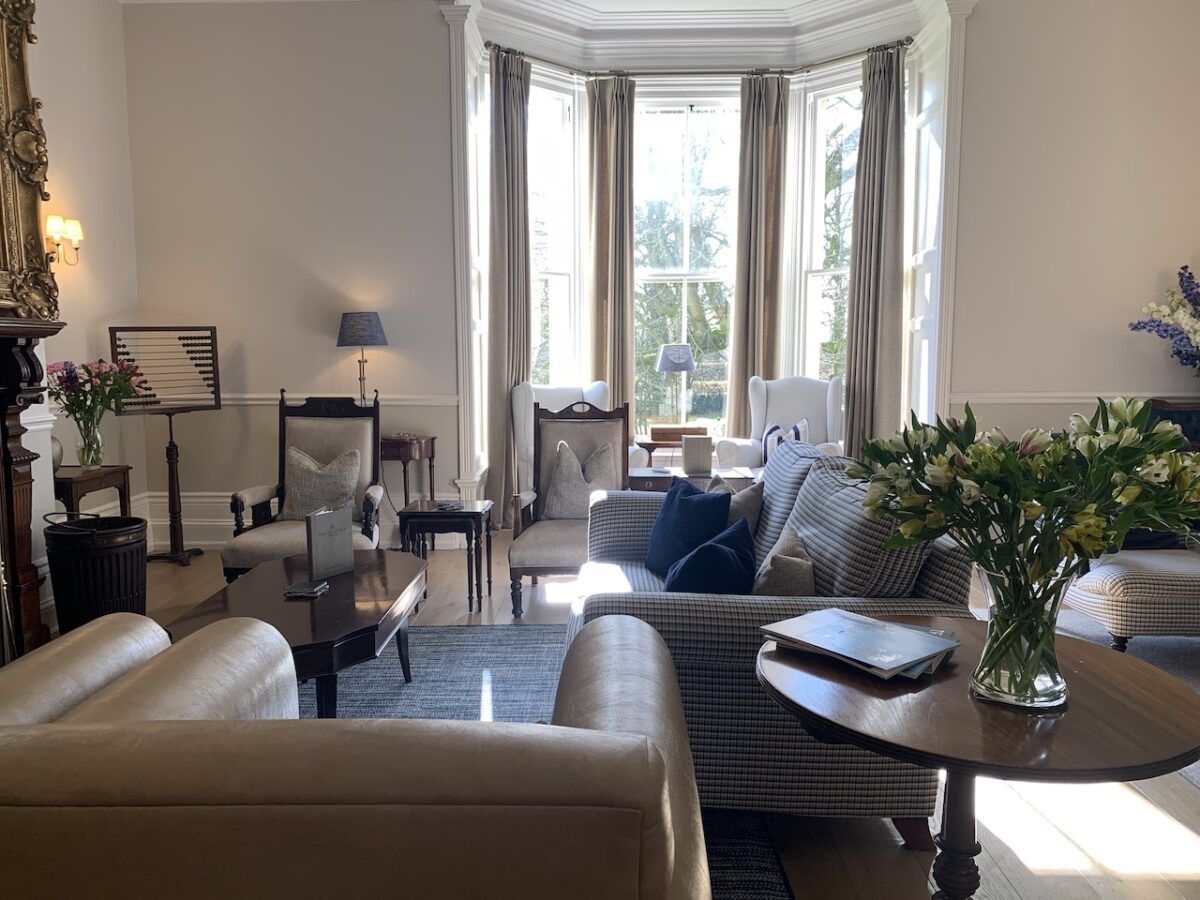 The communal drawing room in Farlam Hall's main manor house