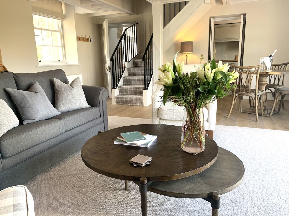 The downstairs lounge area at Farlam Hall's The Stable House