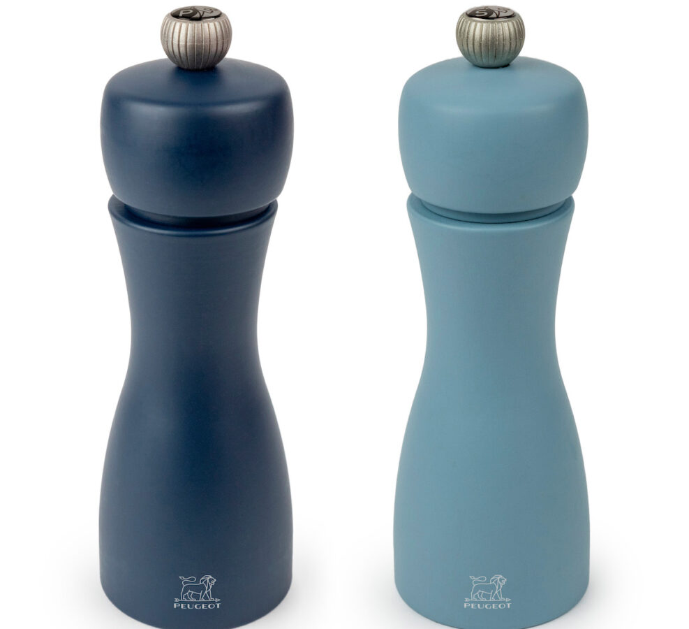 Peugeot Duo Tahiti Air Pepper Mill and Salt Mill in Midnight and Azure Blue