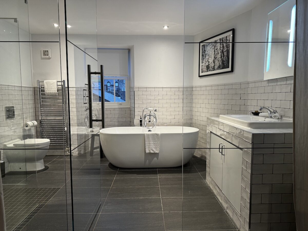 Each room at The Black Bull, Sedbergh is individually designed - bathrooms are beautiful and spacious