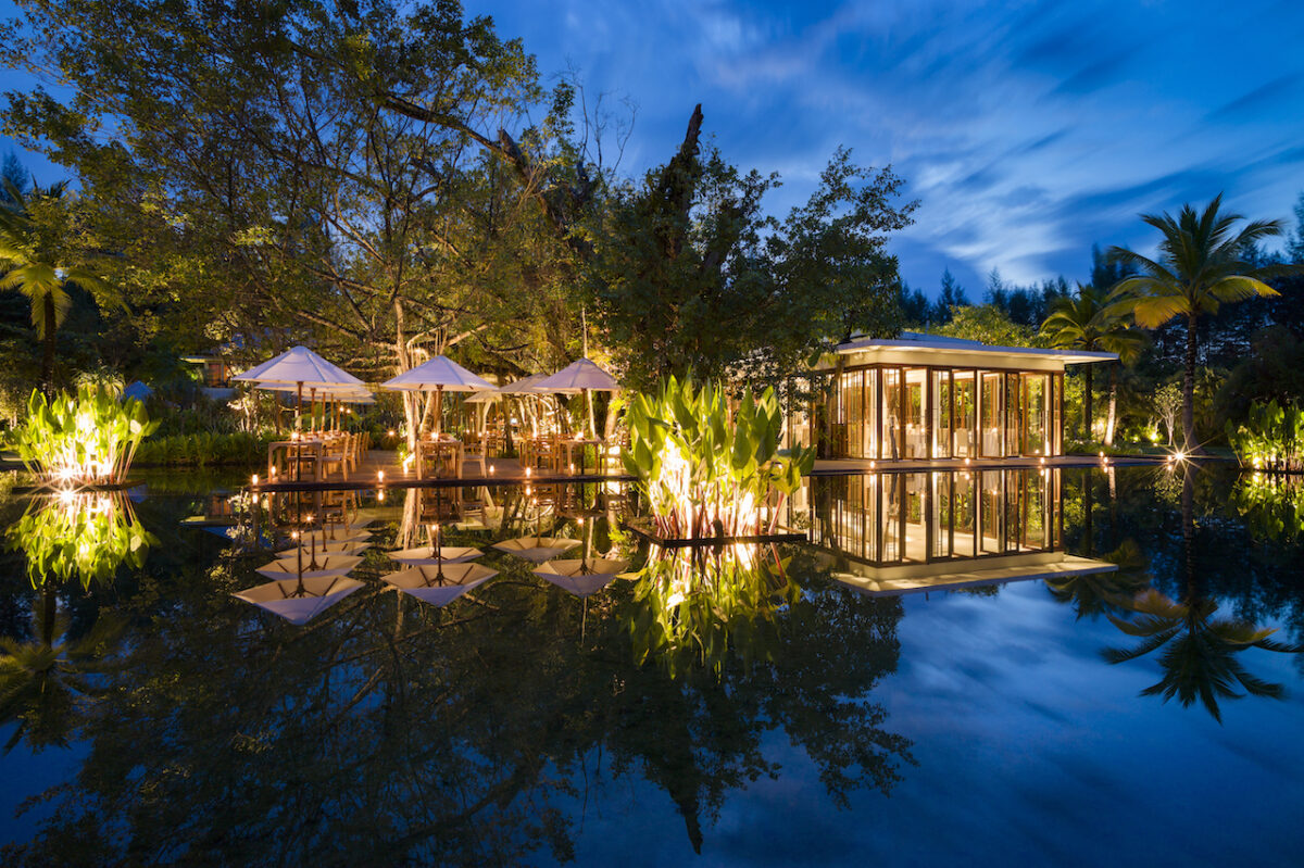 The beautiful Ficus restaurant at the heart of The Sarojin's complex surrounded by ficus trees