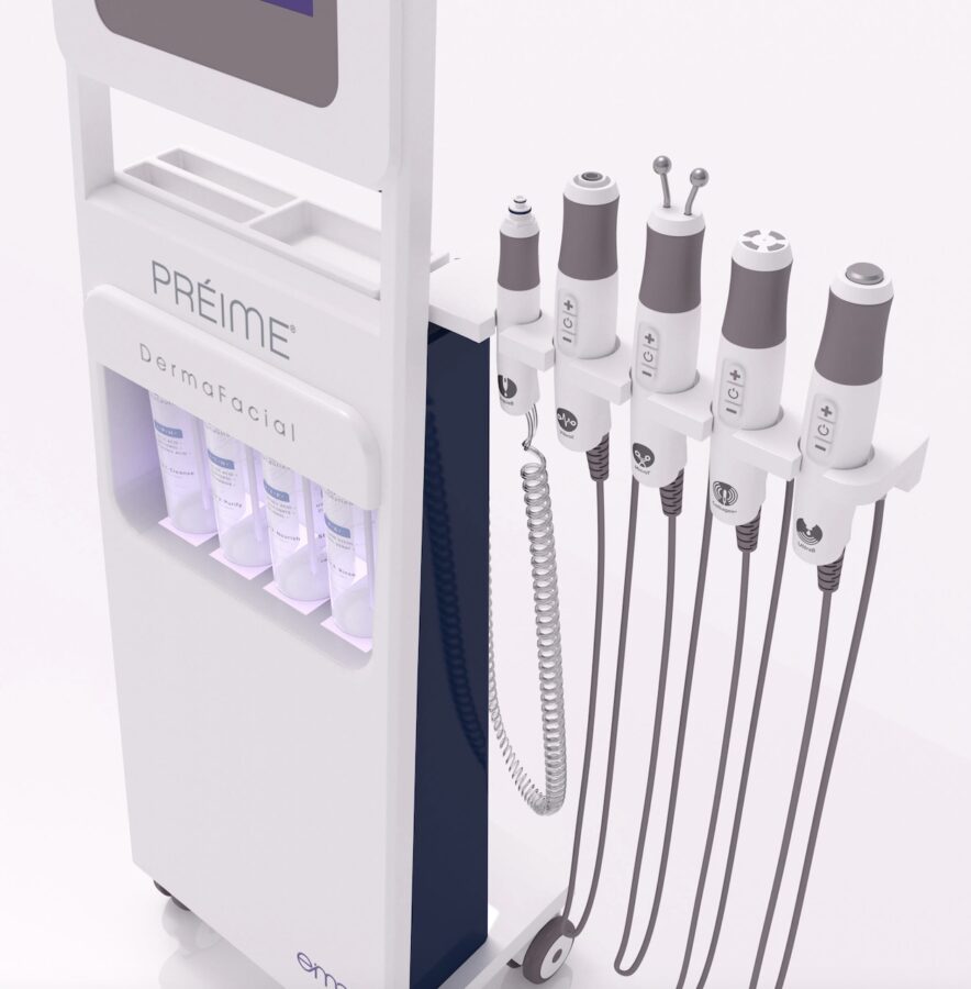 The Préime DermaFacial is a groundbreaking tool that offers a unique combination of five powerful technologies in one