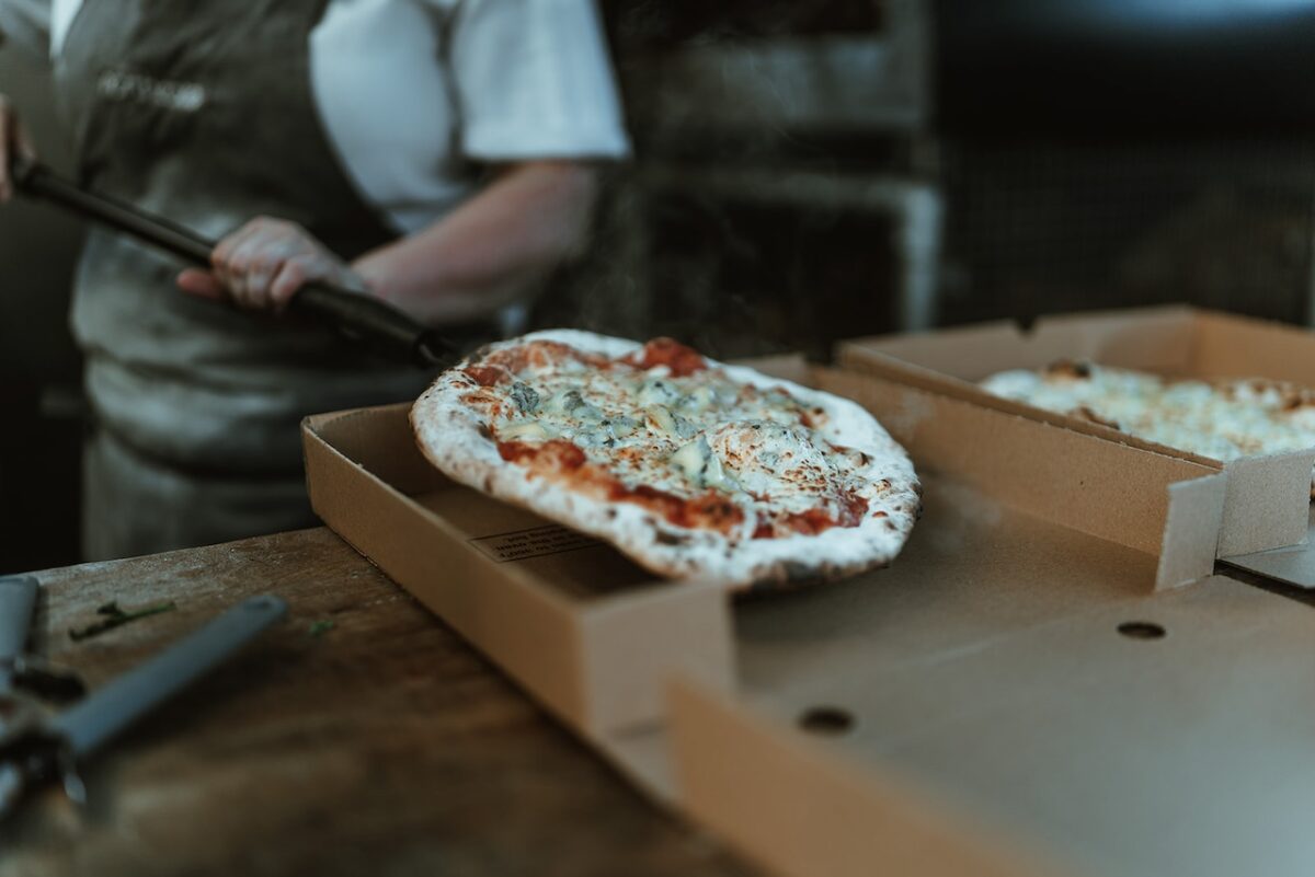 Woodfired pizzas are available from the outdoor pizza van at The Tempus Tipi