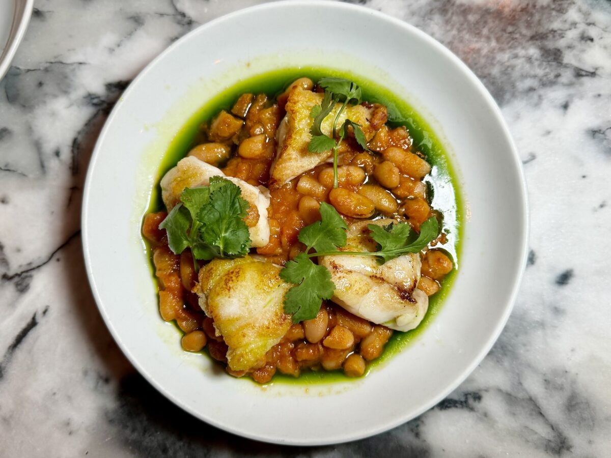 Tamboril com feijoada de chocos (monkfish and cuttlefish bean stew), a hearty, satisfying and warming dish