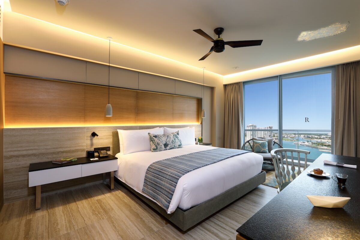 King suite with marina views at Marriott Renaissance Cancun