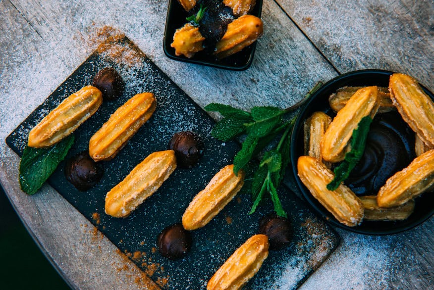 Summer Vibes & Boozy Bottomless Brunch at The Courtyard Fulham: Churros with Chocolate Dipping Sauce (Photo Credit: Tom Leishman)