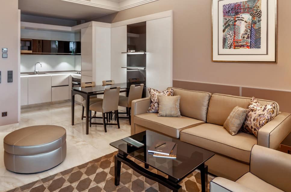 A Glamorous Getaway at The Alàbriga Hotel & Home Suites, Costa Brava: Deluxe Suite Lounge & Kitchen