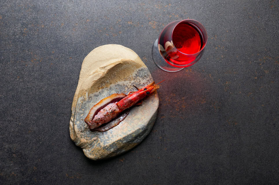 A Glamorous Getaway at The Alàbriga Hotel & Home Suites, Costa Brava: Duck with Scarlet Shrimp at Terra Restaurant Courtesy of Abraham Artigas