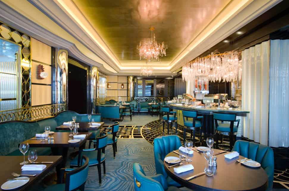 Seafood Heaven at Kaspar's at the Savoy: Interior with elegant art-deco dining room with high lacquered marble flooring and a central circular oyster bar