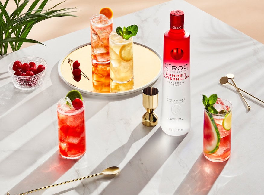 CIROC Summer Watermelon - August is Going to be Fruity! CIROC Summer Watermelon lifestyle shot with drinks on table