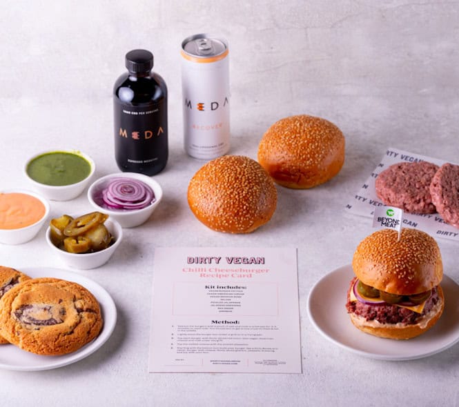 Veganuary Deliveries from your Fave Restaurants - Dirty Vegan's Chilli Cheeseburgers with all the trimmings!