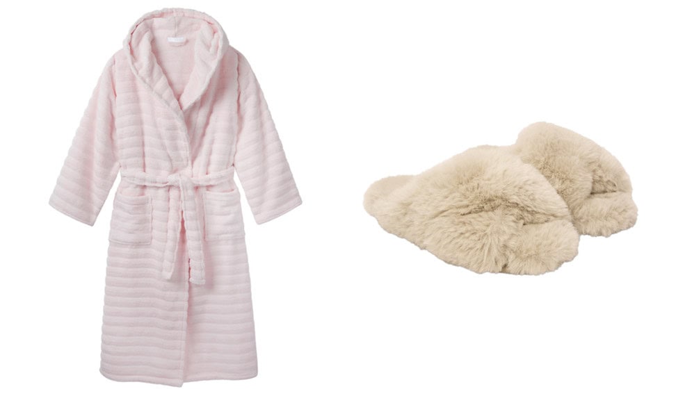 Gifts to Buy a Friend Who's Going Through Cancer Treatment - Dressing Gown and Faux Fur Slider Slippers from The White Company