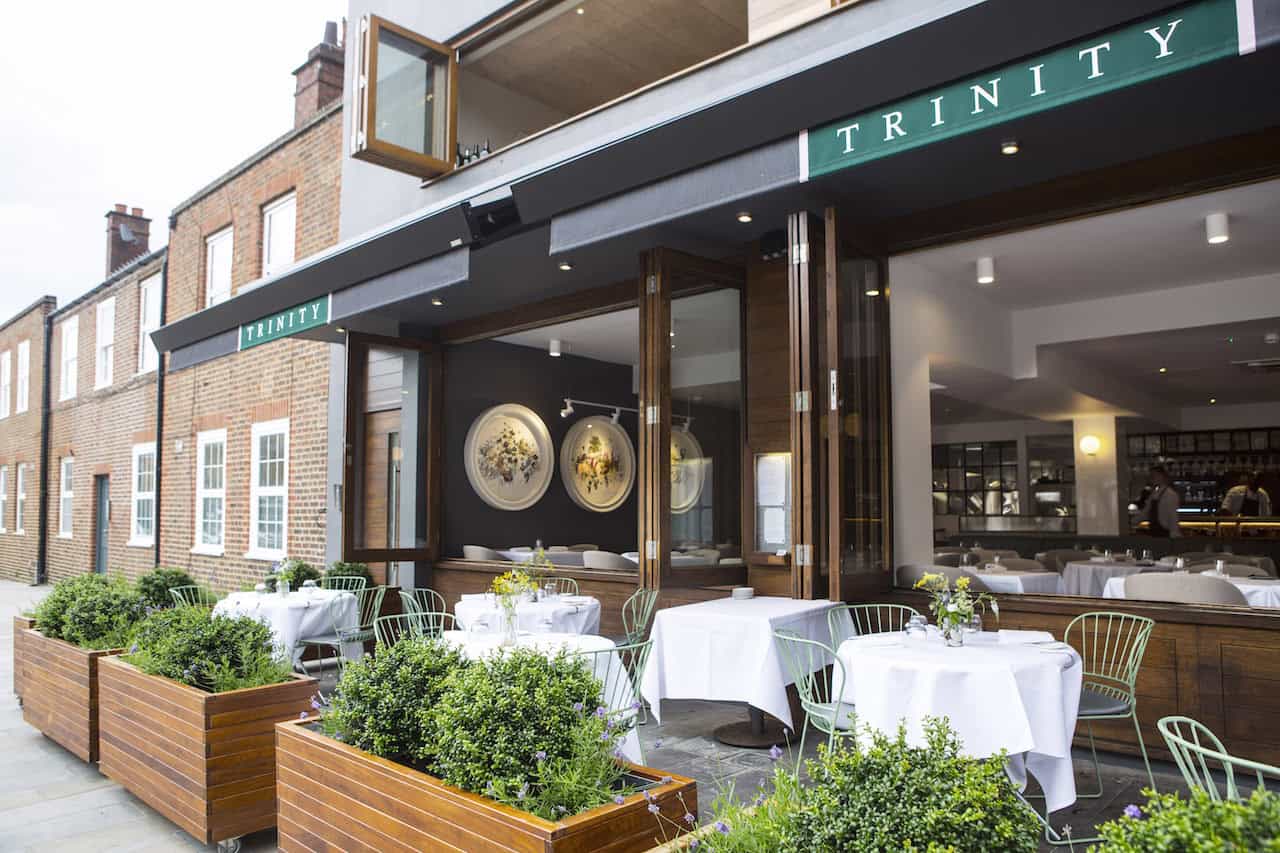 Trinity in Clapham Old Town has a big new outdoor space called Outside - perfect for Ruinart Champagne quaffing