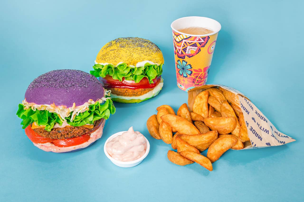 Pair your Flower Burger with paired my burger with a side of wedges, edamame beans or patatas bravas