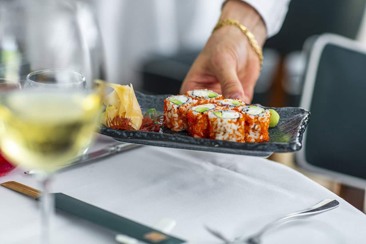 Sumosan Twiga in Knightsbridge offfers up a menu of two halves with Japanese cuisine and Italian classics (pictured California maki rolls)