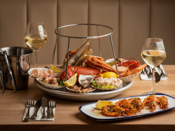 The Seafood Bar's 'Fruits de Mer' on ice including lobster, North Sea crab, razor clams, langoustines, Dutch shrimps and sustainably-bred oysters matured in the ‘claires’ in France