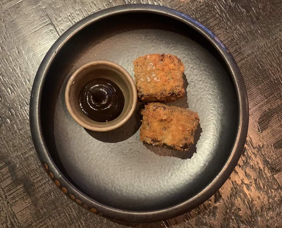 The Black Bull, Sedbergh - Shorthorn beef short rib nibbles served with black garlic sauce