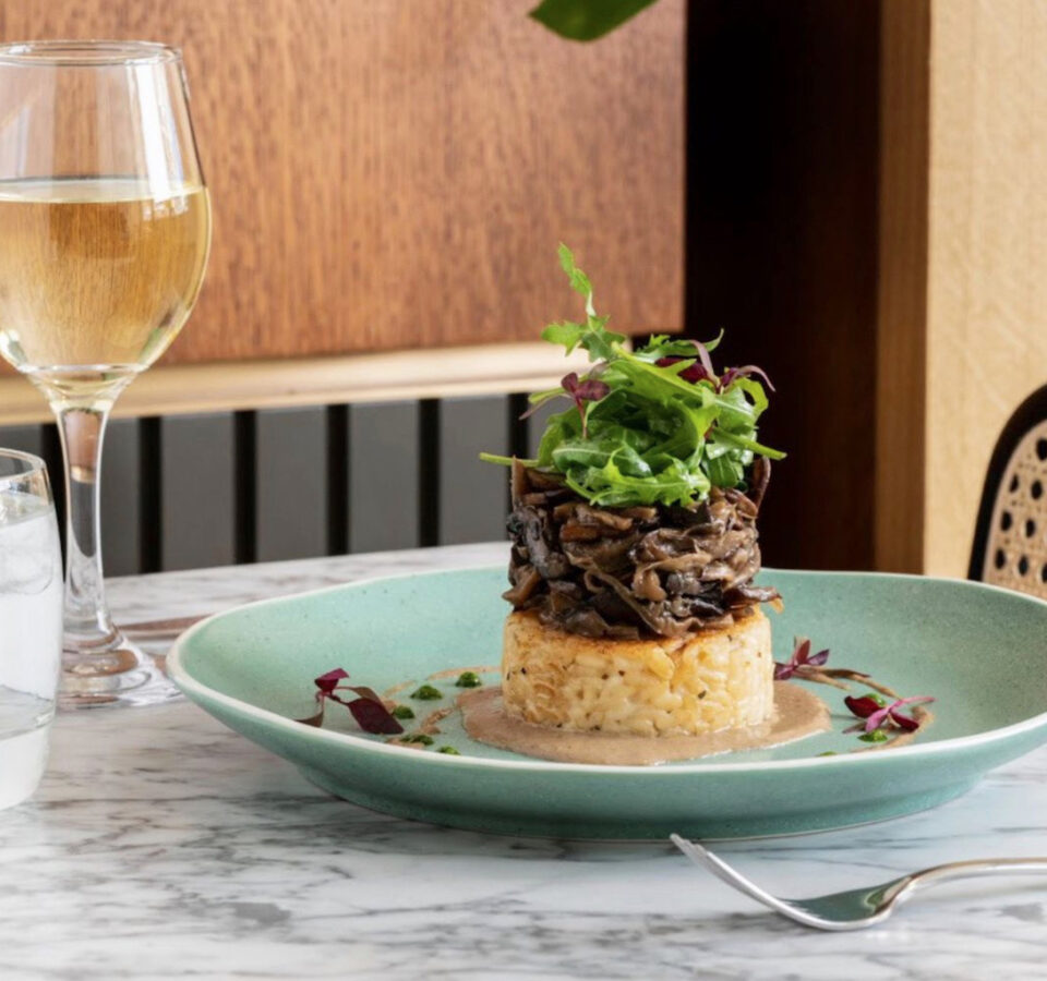 Try the tempting towering risotto cake on The Gate's strictly vegetarian menu!