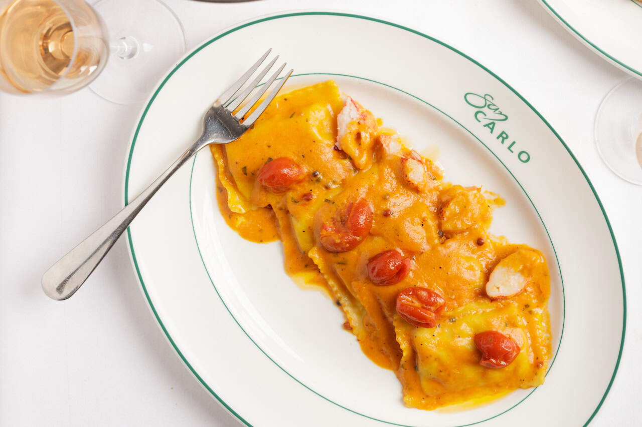 Ravioli lobster and taglioni at San Carlo Bottega
