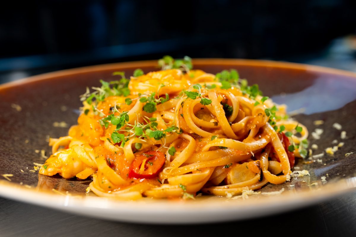Sheer perfection! Tiger prawn, chilli and garlic linguine is high on the list of recommendations at Mamucium
