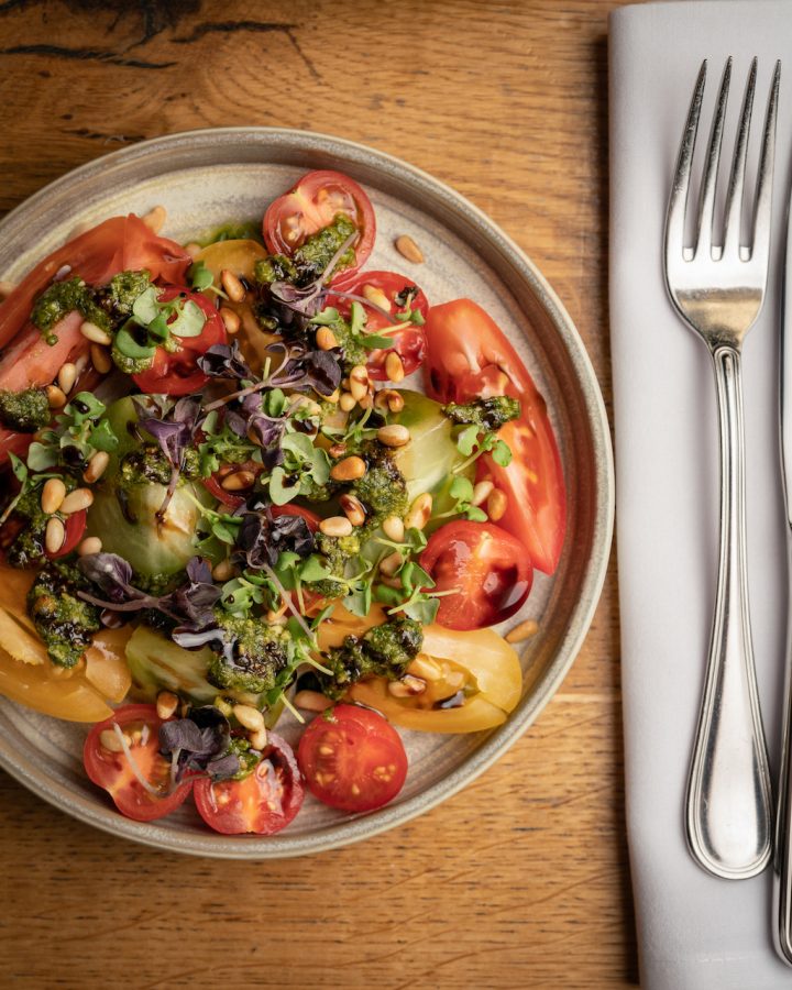 The most delicious Heritage tomato salad at Burger & Lobster