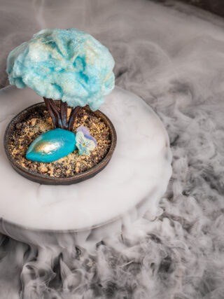 Frozen cherry blossom dessert - part of Tattu London's festive fare as part of The Great Snow