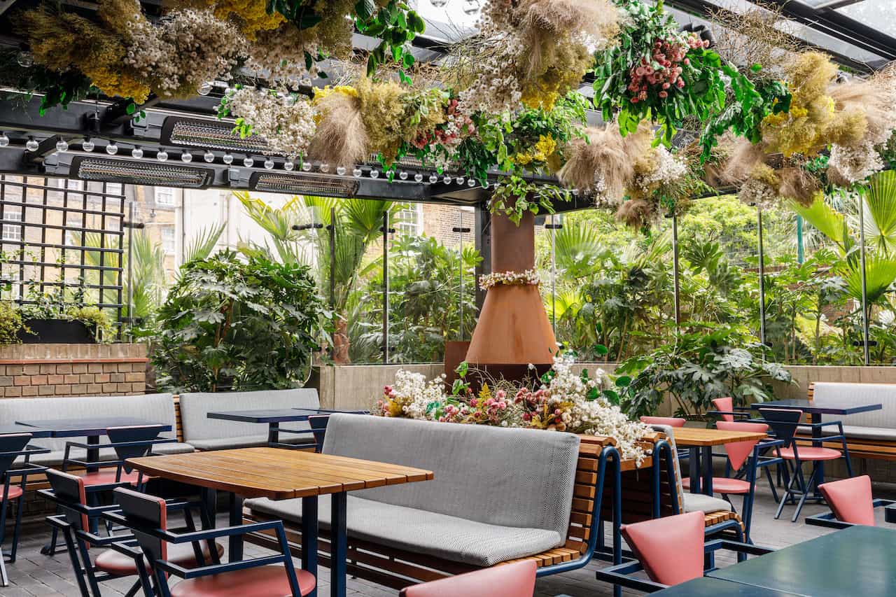 Isla Terrace decorated in plants and foliage at The Standard London