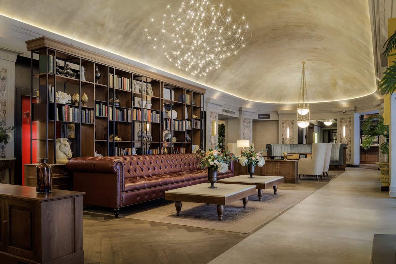 The stunning lobby at The Queens Hotel