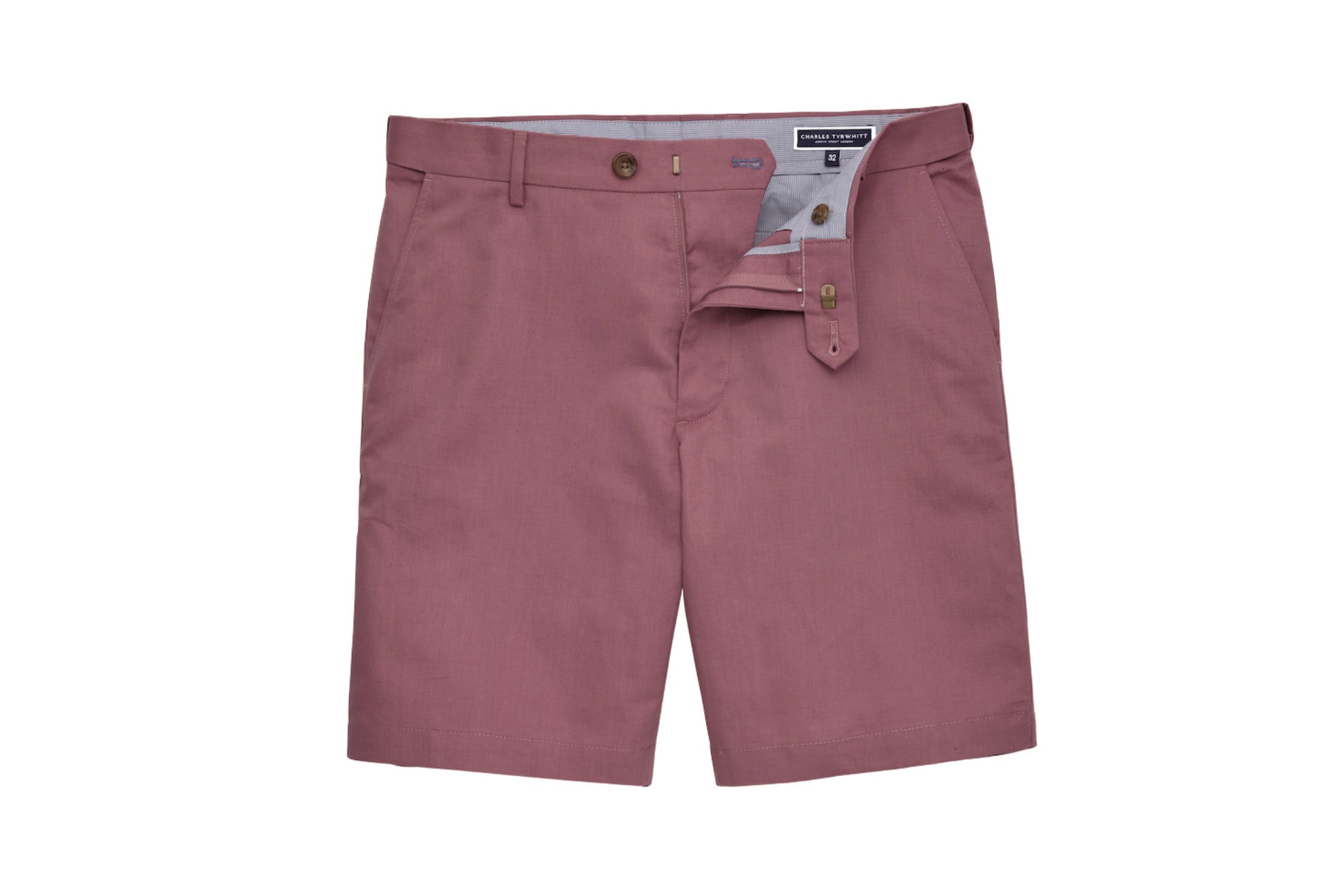 Charles Tyrwhitt's linen shorts in claret pink (£49.95)