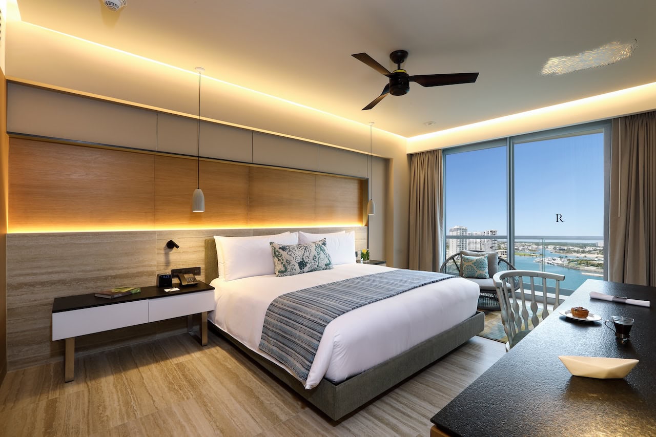 King suite with marina views at Marriott Renaissance Cancun
