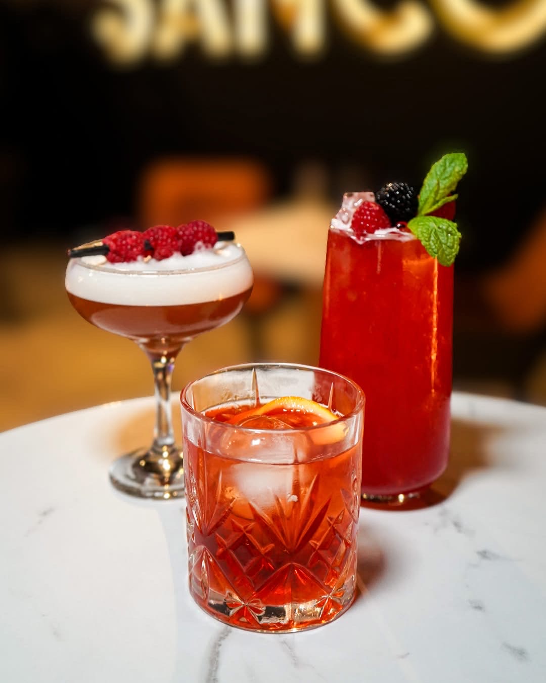 Martinis and margs are among the cocktail selection at Sanco