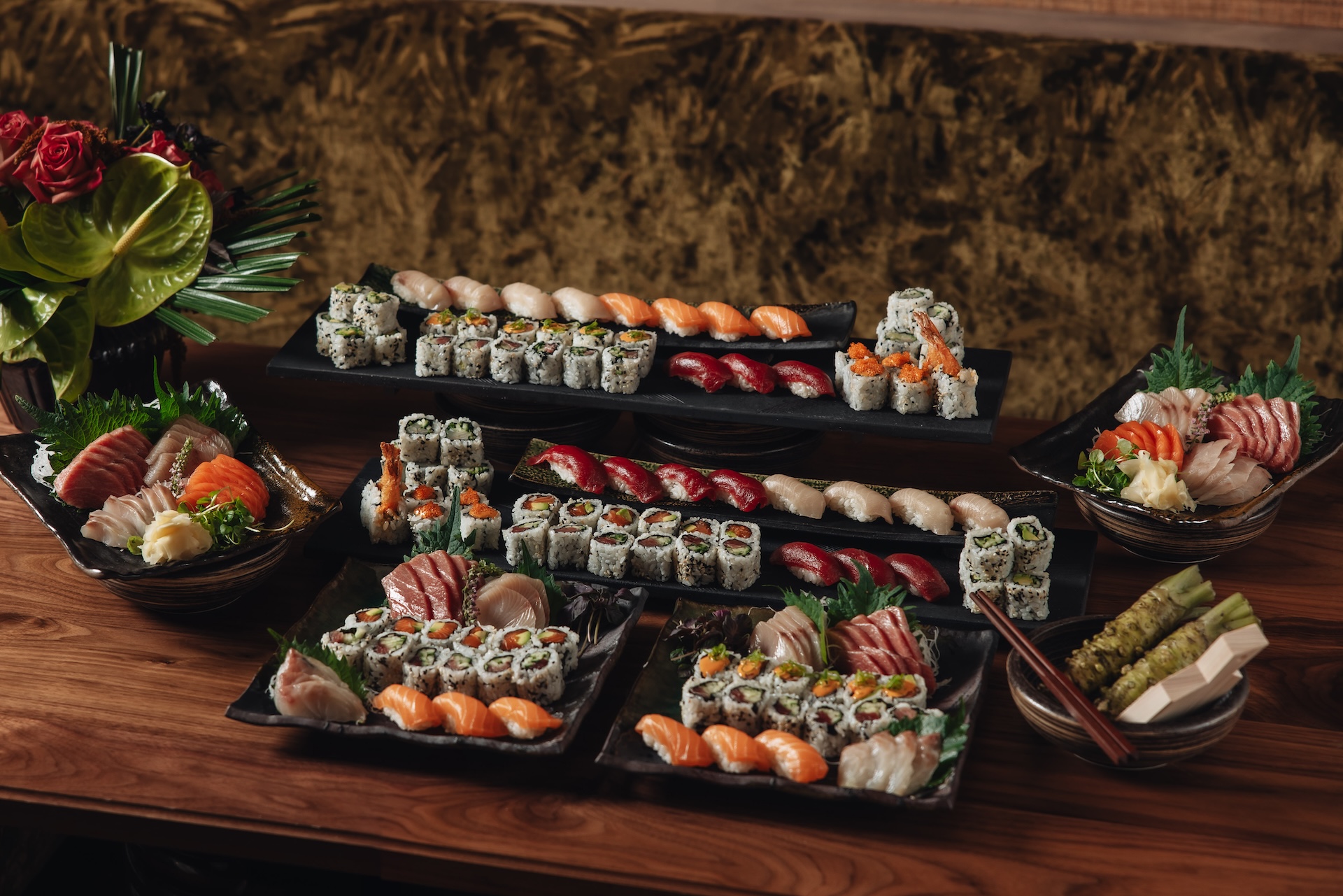 A large selection of delicious sushi at House of Louie