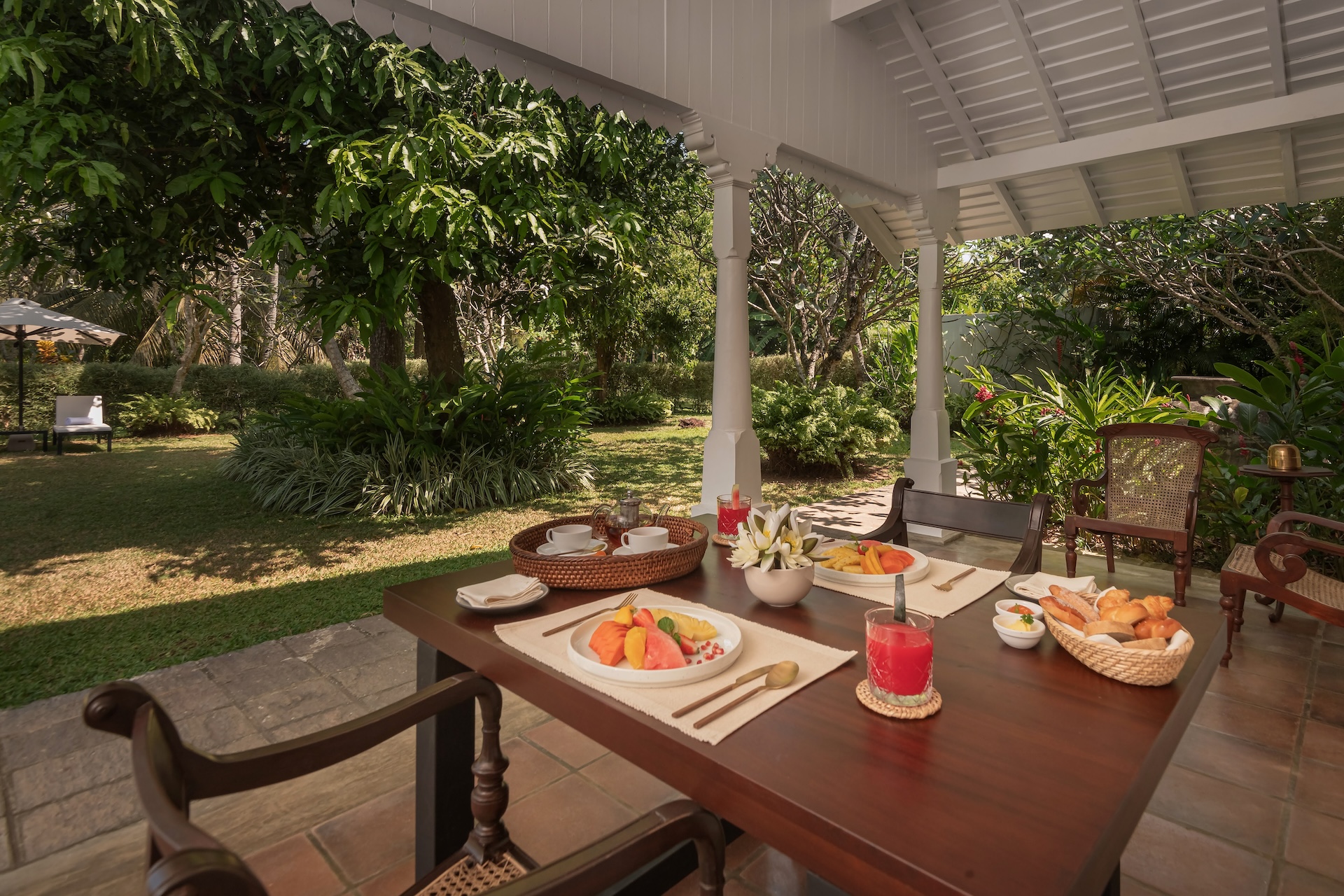 Breakfast and dinner are served on the terrace right outside your room