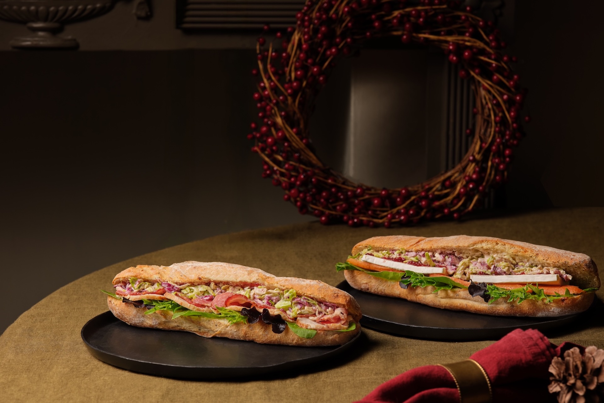Two festive sandwiches at PAUL's Bakery