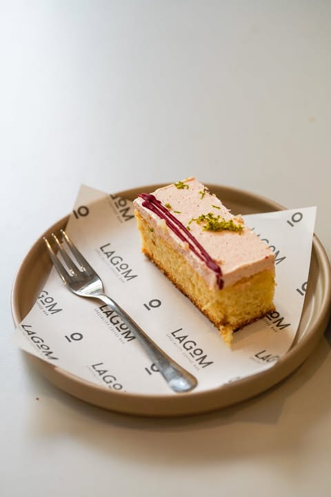 A cake on a plate at Lagom