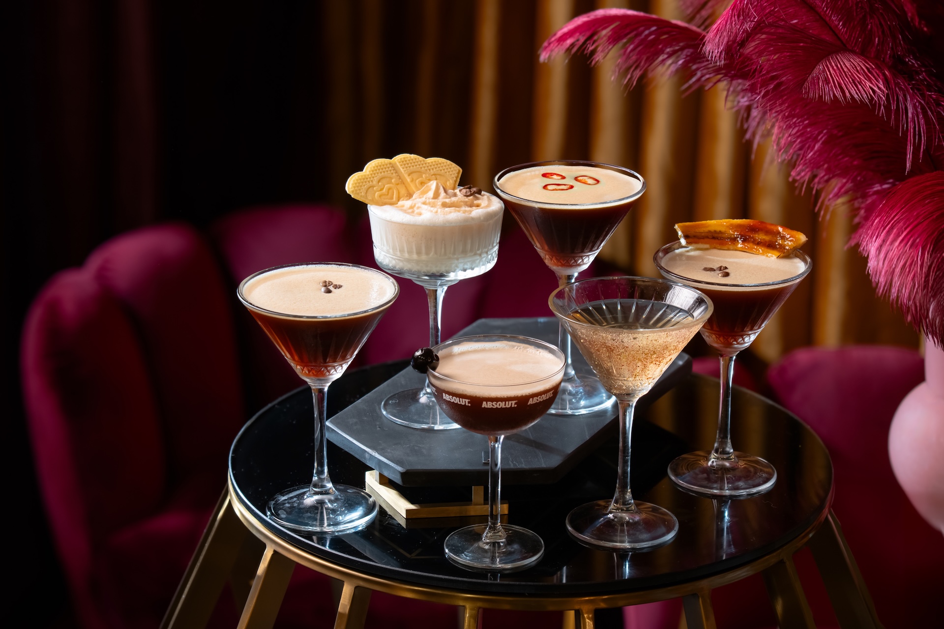 Tray of espresso martinis at The Folly