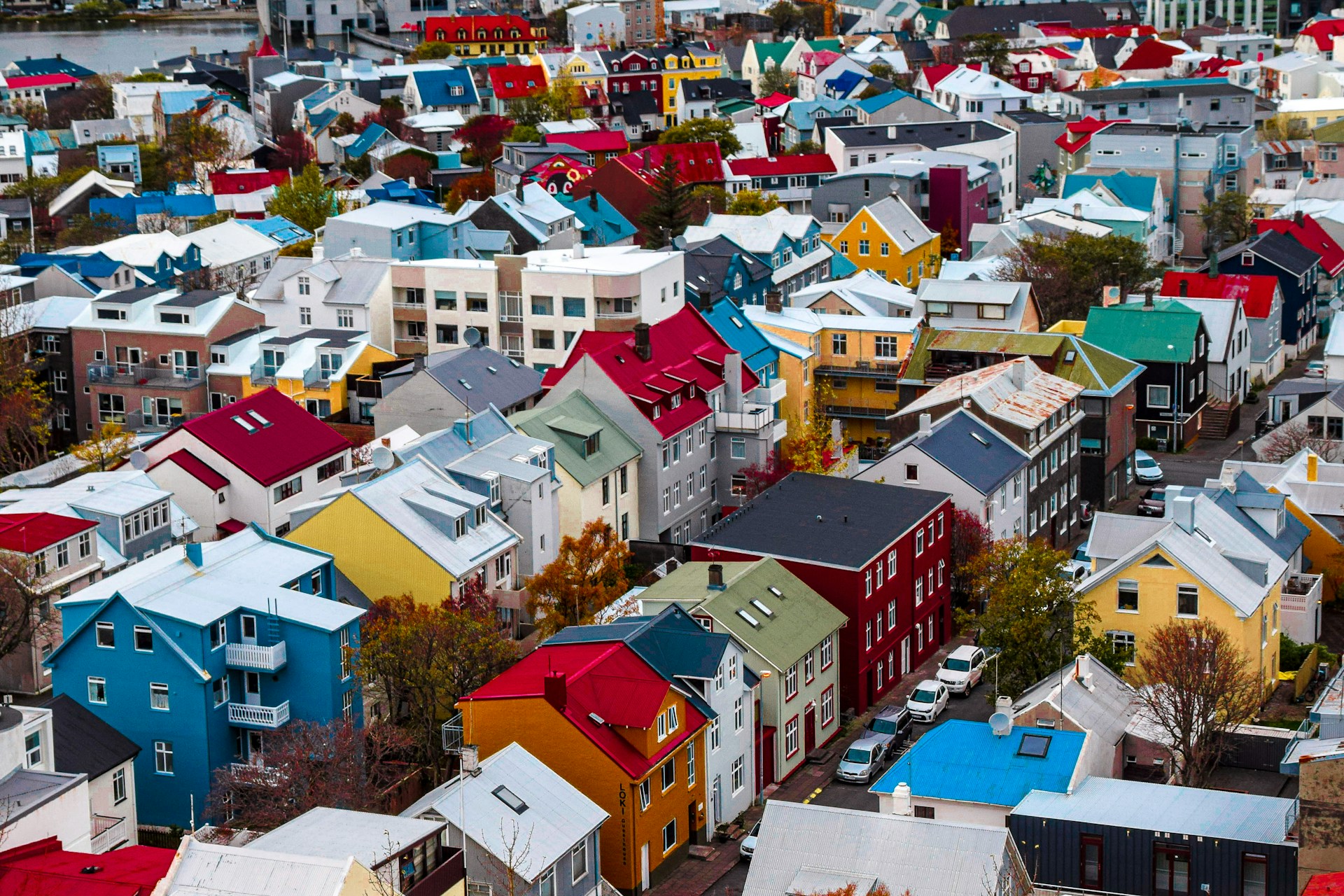 Colourful houses line quiet streets in Reykjavik