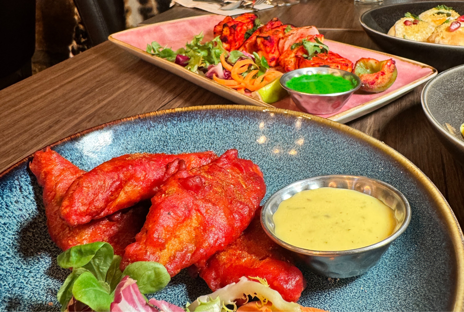 Fish koliwada and paneer pineapple shaslik starters at Chowrasta, Gosforth