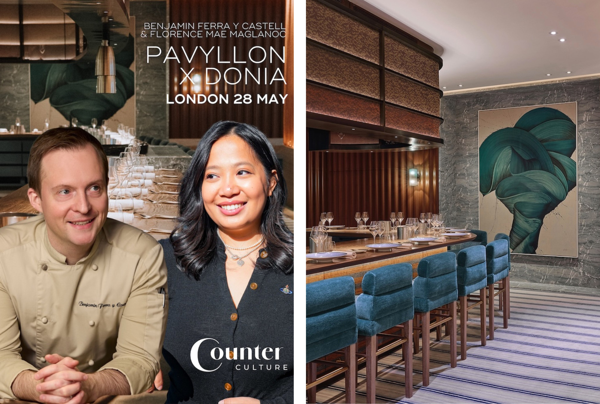 Executive Chef Benjamin Ferra Y Castell will join forces with Florence Mae Maglanoc of Michelin Bib Gourmand-awarded Donia for a six course menu